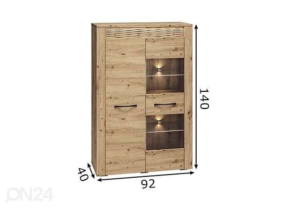 Vitriinkapp Artis 92 cm mõõdud