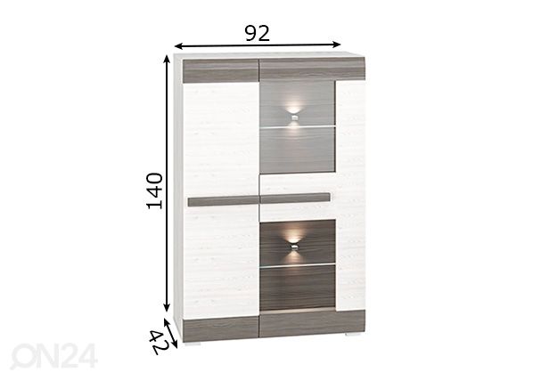Vitriinkapp Bianca 92 cm mõõdud