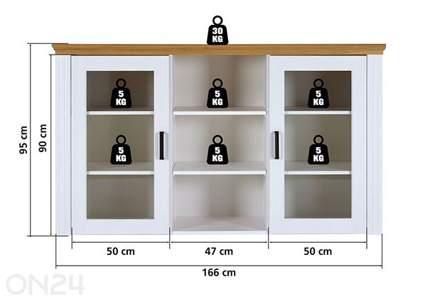 Vitriinkapp Maluno 166 cm mõõdud