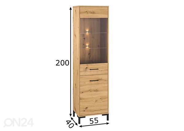 Vitriinkapp Porto 55 cm mõõdud