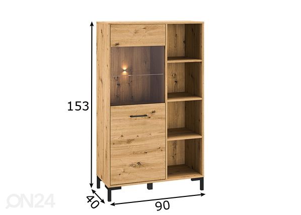 Vitriinkapp Porto 90 cm mõõdud