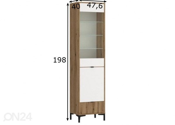 Vitriinkapp Ricko 47 cm, valge/tamm mõõdud