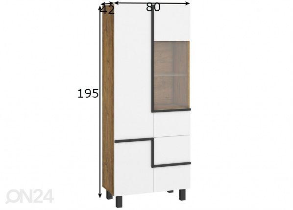 Vitriinkapp Youghal 80 cm mõõdud