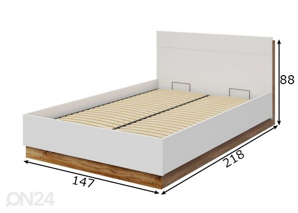 Voodi 140x200 cm mõõdud