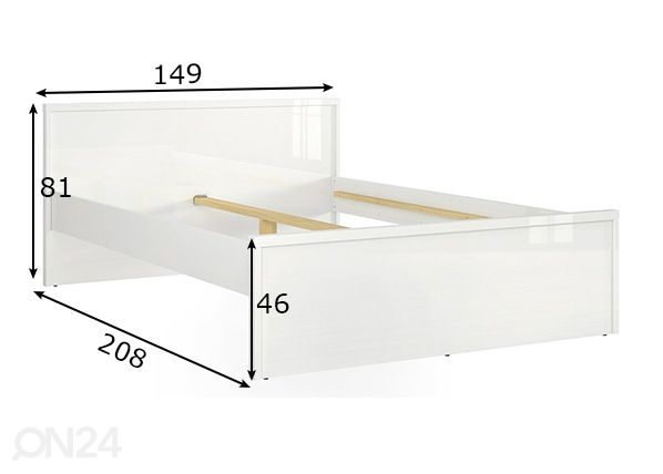 Voodi 140x200 cm mõõdud