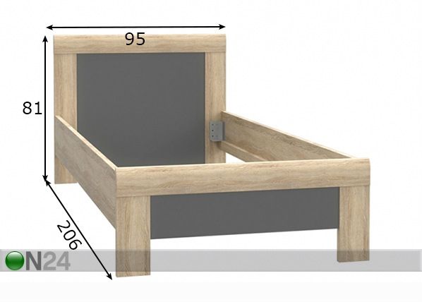 Voodi 90x200 cm mõõdud