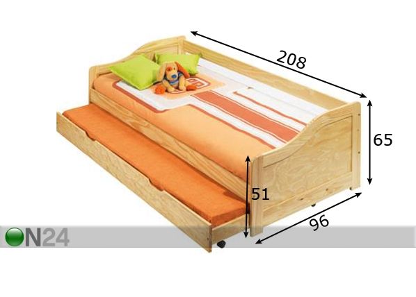 Voodi 90x200 cm mõõdud