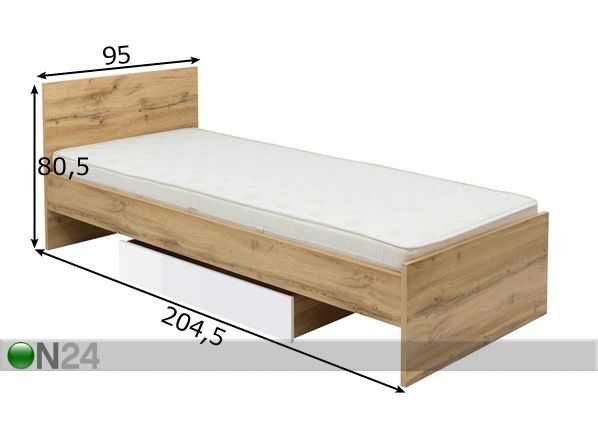 Voodi 90x200 cm mõõdud
