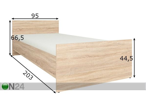 Voodi 90x200 cm mõõdud