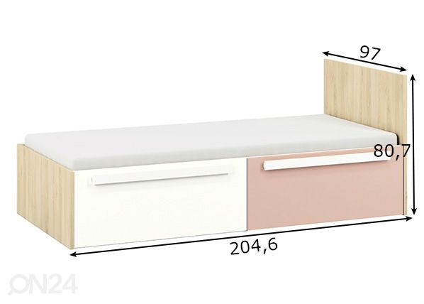 Voodi 90x200 cm mõõdud