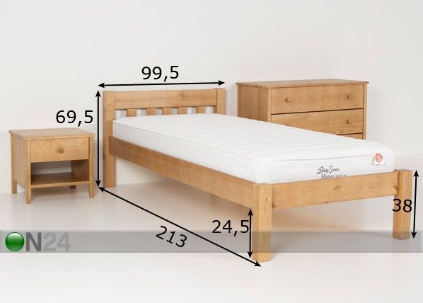 Voodi 90x200 cm mõõdud