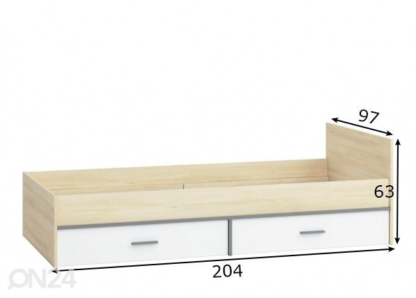 Voodi 90x200 cm mõõdud