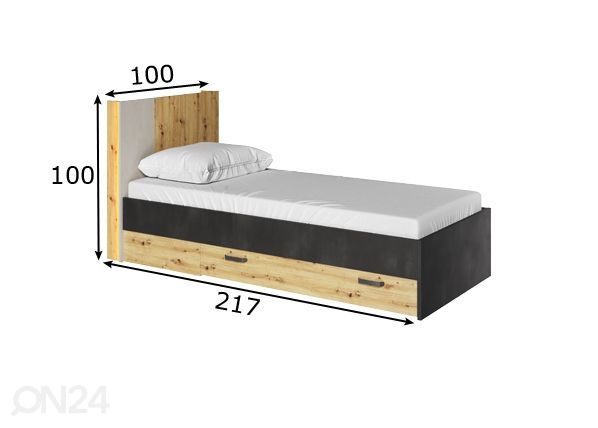Voodi 90x200 cm mõõdud