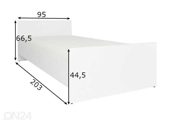 Voodi 90x200 cm mõõdud