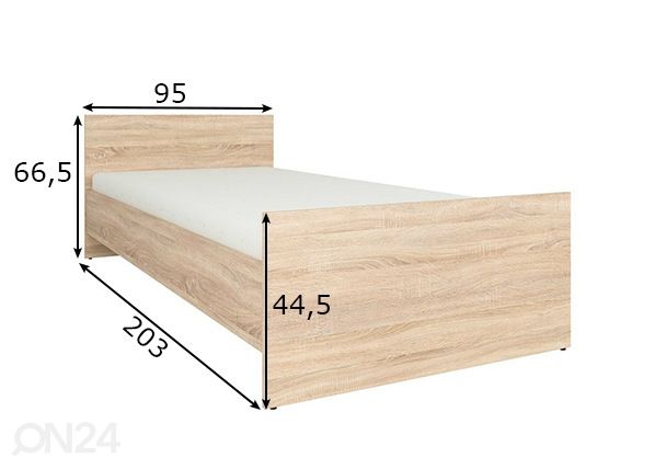 Voodi 90x200 cm mõõdud