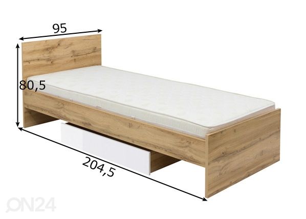 Voodi 90x200 cm mõõdud