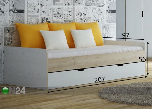 Voodi 90x200 cm mõõdud