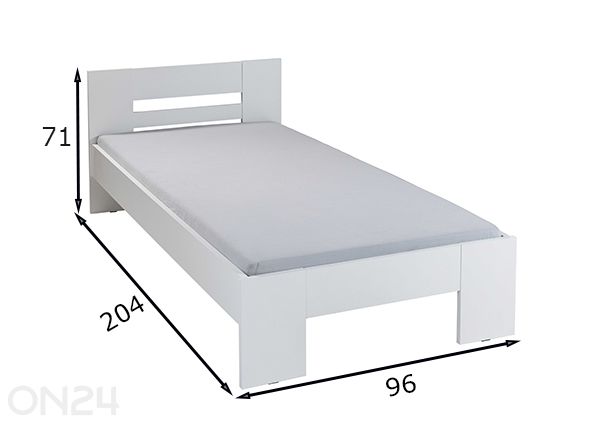 Voodi Annik 90x200 cm, valge mõõdud