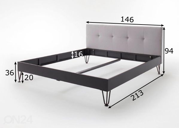 Voodi Boston 2 140x200 cm mõõdud