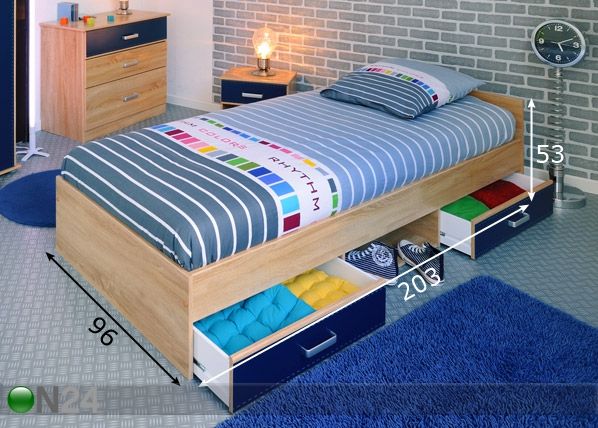 Voodi Campus 90x200 cm mõõdud