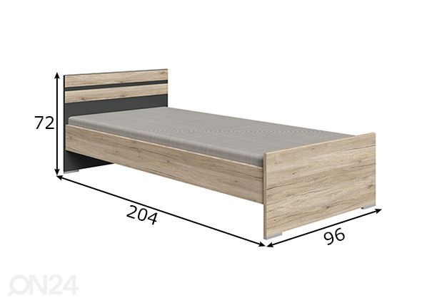 Voodi Cariba 90x200 cm mõõdud