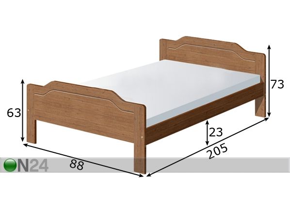 Voodi Classic 3 80x200 cm mõõdud