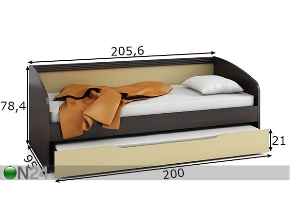 Voodi Dakota 90x200 cm mõõdud