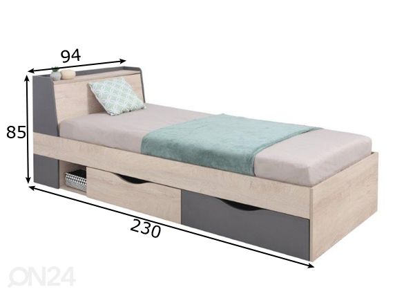 Voodi DL14 90x200 cm mõõdud
