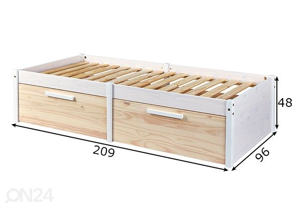 Voodi Ebbo 90x200 cm mõõdud