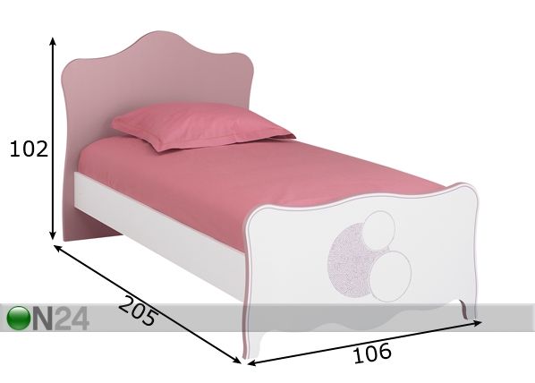 Voodi Elisa 90x200 cm mõõdud