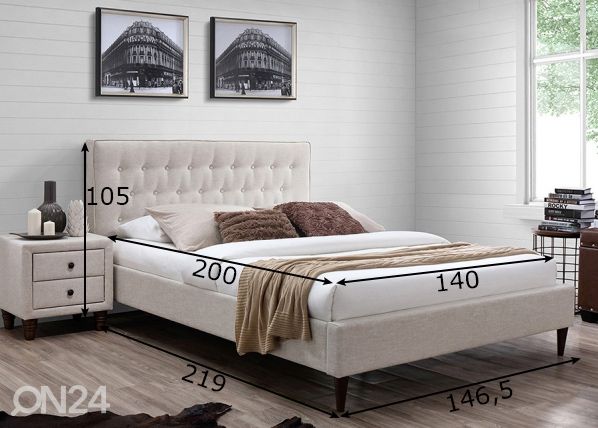 Voodi Emilia 140x200 cm mõõdud