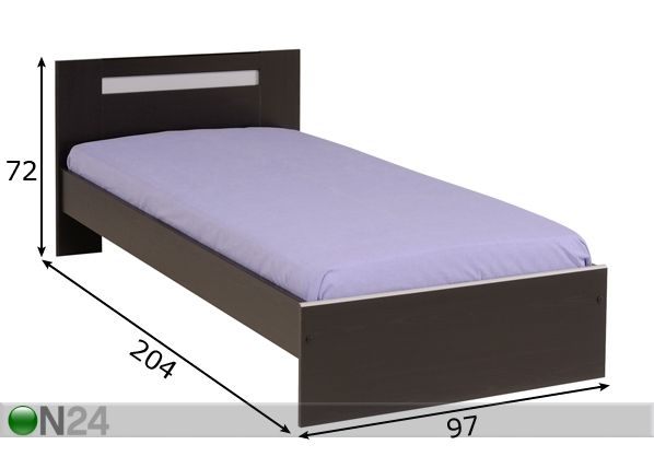 Voodi Evo 90x200 cm coffee mõõdud