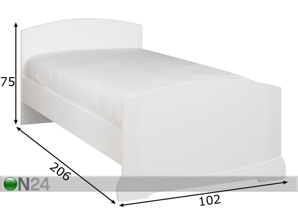 Voodi For Small 90x200 cm valge mõõdud