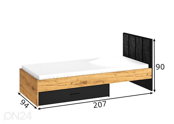 Voodi Gotland 90x200 cm mõõdud