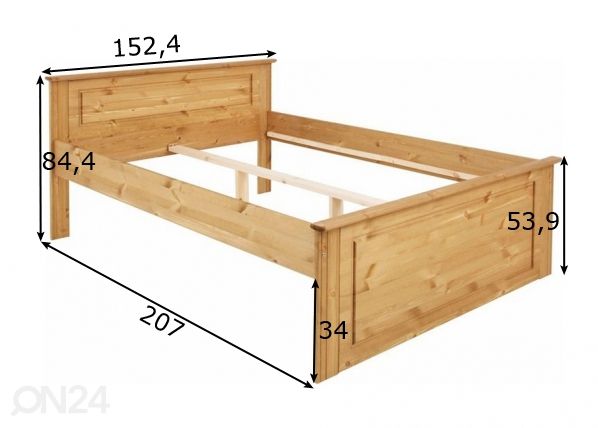 Voodi Hugo 140x200 cm mõõdud