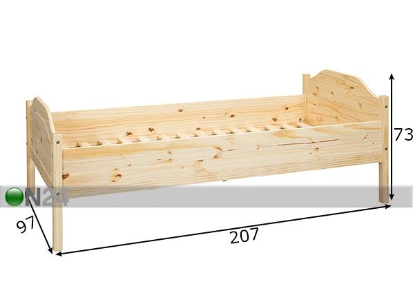 Voodi Karlo 90x200 cm mõõdud