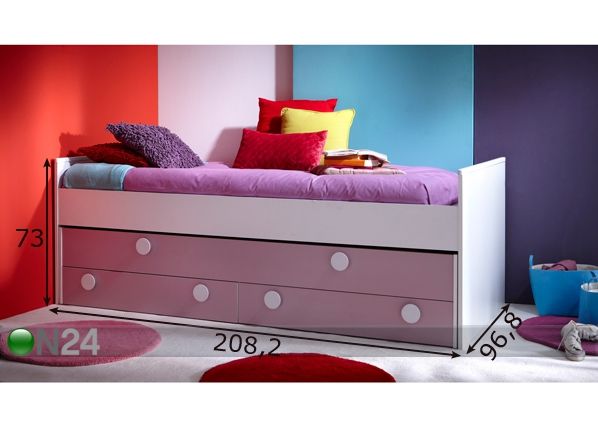Voodi Lola 90x190/200 cm mõõdud