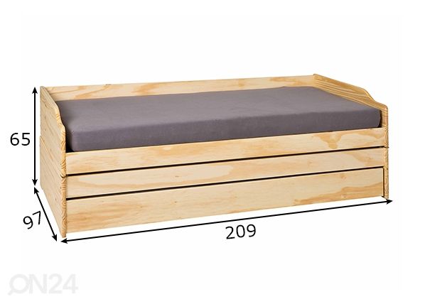 Voodi Lotar 90x200 cm mõõdud