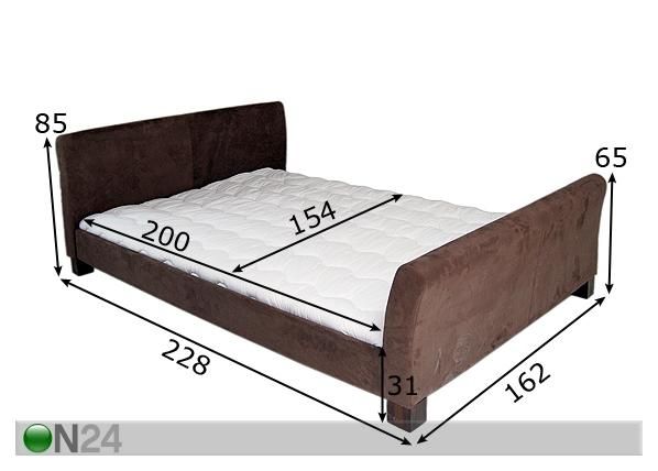 Voodi Madrid Chocolate 154x200 cm mõõdud