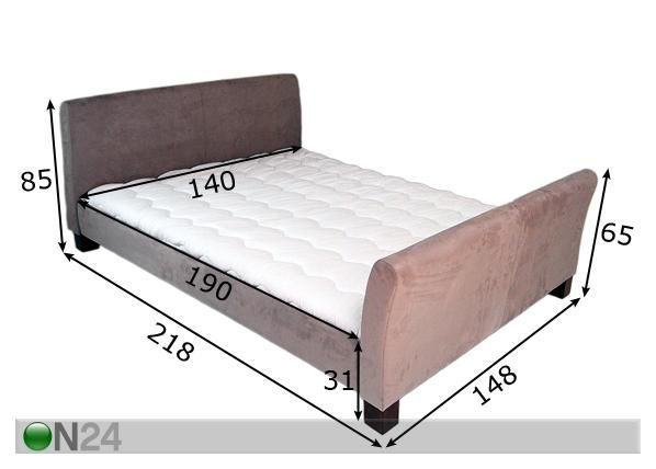 Voodi Madrid Creme 140x190 cm mõõdud