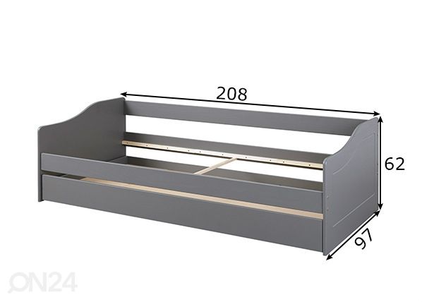 Voodi Malte 90x200 cm mõõdud