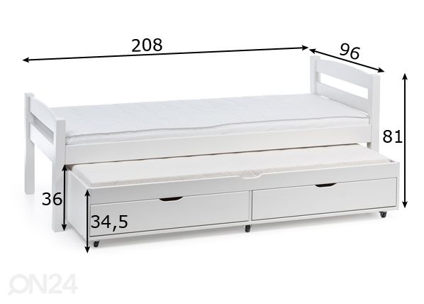 Voodi Merili sahtelvoodiga 90x200 cm mõõdud