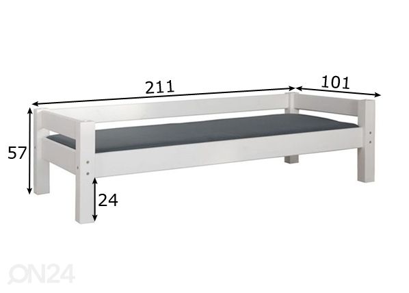 Voodi MOBY 90x200 cm mõõdud