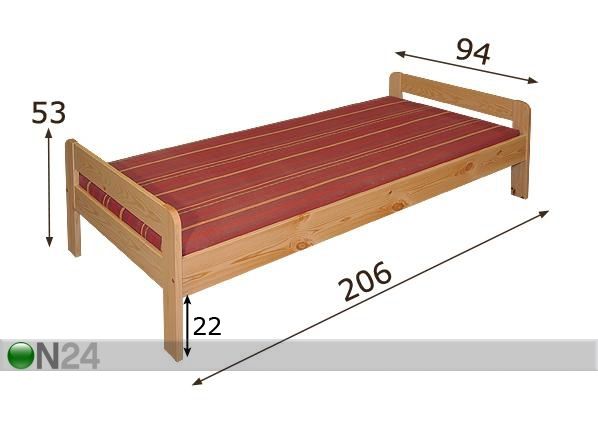 Voodi Moniek 90x200 cm mõõdud