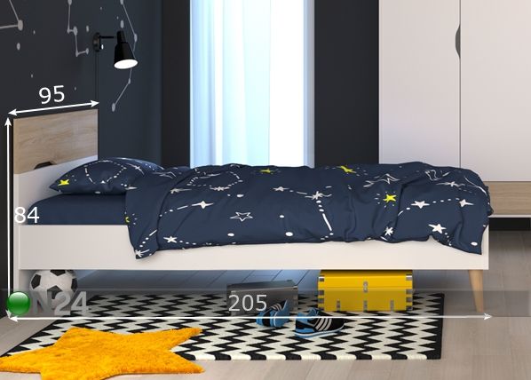 Voodi Norsk 90x200 cm mõõdud