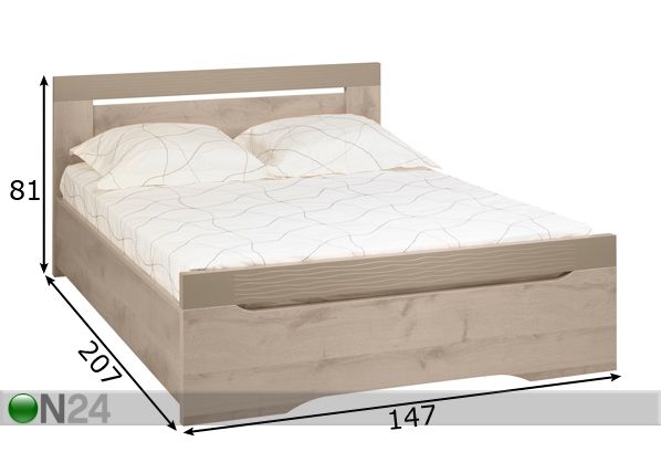 Voodi Perla oak 140x200 cm mõõdud