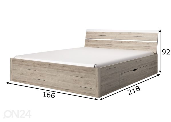 Voodi pesukastidega 160x200 cm mõõdud