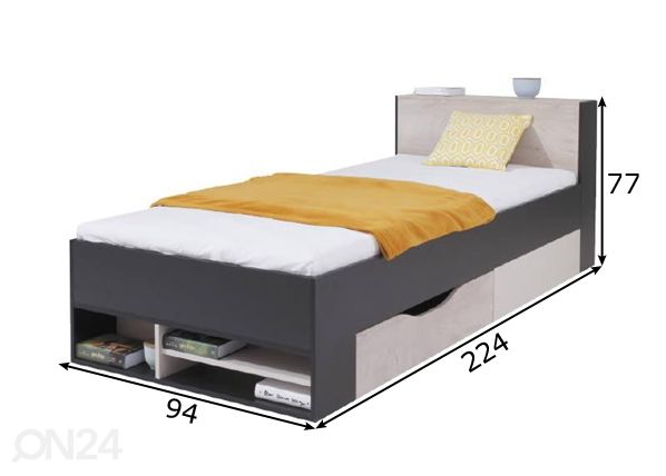 Voodi PL14 90x200 cm mõõdud