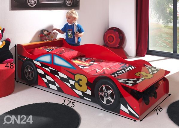 Voodi Race Car 70x140 cm mõõdud