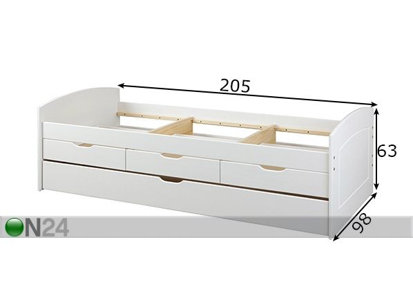 Voodi Rieka 90x200 cm mõõdud